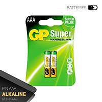 Pin đũa GP Super Alkaline AAA 1.5V (2 viên/4viên),Pin AAA GP,Pin chuột máy tính,Pin điều khiển quạt,Pin điều khiển tivi,Pin sử dụng cho các thiết bị nhỏ,Pin đồng hồ treo tường,Pin đồ chơi điện tử trẻ em