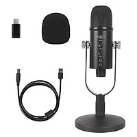 USB Microphone, Computer Condenser PC Gaming Mic with Stand for Streaming, Podcasting, Vocal Recording, Compatible with Laptop Desktop Computer