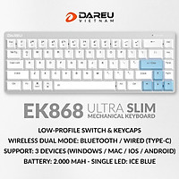 Bàn phím cơ Bluetooth Gaming DAREU EK868 Red Switch - Hàng Chính Hãng