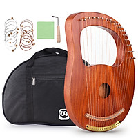 Walter.t WH-16 16-String Wooden Lyre Harp Metal Strings Solid Wood String Instrument with Carry Bag Tuning Wrench