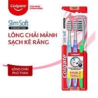 Bộ 3 Bàn chải Colgate Slimsoft Between Charcoal lông chải mềm mảnh xen sợi phủ than hoạt tính