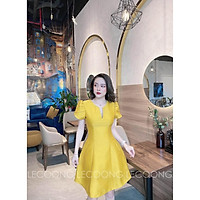 Đầm nữ, váy dự tiệc chất liệu Tapta thiết kế chân váy xếp li bồng tôn eo che khuyết điểm mặc đi làm/đi chơi_LeCoong V86