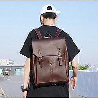 Balo da nam thời trang Hàn Quốc chất liệu da bò lót Polyester bên ngoài chống thấm