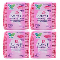 Combo 4 Băng Vệ Sinh Laurier Active Fit Siêu Mỏng Hương Hoa - 20 Miếng