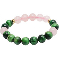 Vòng Tay Đá Thạch Anh Hồng Đá Opal Mắt Hổ Xanh Tự Nhiên 10MM
