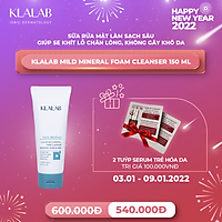 Sữa rửa mặt làm sạch sâu KLALAB Mild Mineral Foam Cleanser dịu nhẹ làn da 150 ml