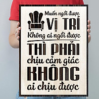Tranh slogan gỗ treo tường tạo động lực khắc laser khẩu hiệu công ty doanh nghiệp 40x55cm