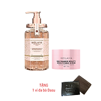 Combo Sữa tắm trắng da tủy mật hoa hồng damask WEILAIYA và Tẩy da chết toàn thân Weilaiya Niacinamide - Tặng kèm ví da bò