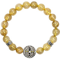 Vòng Tay Thạch Anh Tóc Vàng 8mm Charm Bạc 925 Ngọc Quý Gemstones VT141