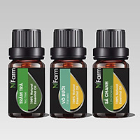 Combo Tinh Dầu Sả Chanh, Tràm Trà, Tinh Dầu Vỏ Bưởi N'Farm (10ml x 3)/ Tinh Dầu Thiên Nhiên Nguyên Chất, Tinh Dầu Xông Phòng, Thích Hợp Dùng Với Đèn Xông Và Máy Khuếch Tán Tinh Dầu.