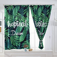 Banana Leaves Printed Window Curtain Bay Window Drape Bedroom Living Room Decoration