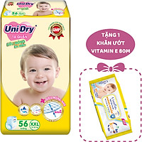 Tã Quần Siêu Mỏng UniDry Ultrathin Gói Cực Đại size XXL56 (56 miếng) - Tặng 1 Gói Khăn Ướt UniFresh VitaminE 80M