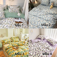 Bộ chăn ga cotton Hàn Quốc hoa nhí phong cách trang nhã, drap giường đẹp