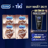 Bộ 4 Bao Cao Su Durex Naughty Chocolate - Hộp 3 bao