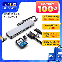 Hub chuyển đổi USB TypeC 6 trong 1 SEASY SS26, Cổng chuyển đổi HUB USB TypeC to HDMI, 1 cổng HDMI 4k UHD , 3 cổng USB 3.0, 2 khe đọc thẻ nhớ SD và TF, Kết nối nhiều thiết bị với tốc độ cao, Dùng cho Điện thoại/Laptop/PC/Macbook – Hàng chính hãng