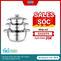 Bộ Nồi Inox 3 Đáy Sunhouse SH334
