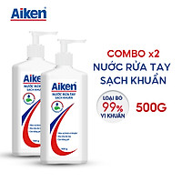 Aiken Combo 2 Nước rửa tay Sạch khuẩn 500g/chai