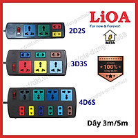 Ổ cắm điện LiOA đa năng kết hợp - 2D2S, 3D3S, 4D6S dây dài 3m/5m - Chính Hãng - MITA