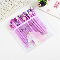 Bộ 10 bút viết nhiều màu sắc dễ thương tặng kèm túi zip