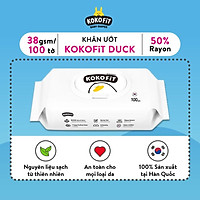 Khăn Ướt Thiên Nhiên KOKOFiT - DUCK Hàn Quốc 50% Vải Rayon 100 tờ/hộp 221g