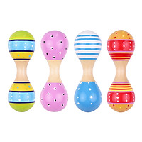 Wooden Maracas for Kids Cute Colorful Musical Instrument Toys for Baby Girls Boys Toddlers, Pack of 4pcs(Random Color