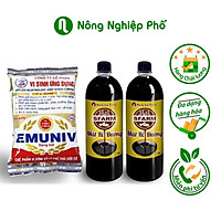 COMBO BỘ ĐÔI 01 TÚI CHẾ PHẨM Ủ RÁC VÀ PHÂN BÓN EMUNIV 200GRAM VÀ 02 CHAI MẬT RỈ ĐƯỜNG LOẠI 1 LÍT