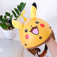 Combo Mũ bảo hiểm 3/4 pikachu hình thú vui nhộn có tai siêu ciu + Kèm chong chóng