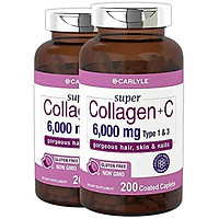 Advanced Collagen Peptides | 400 Caplets | 6000mg, Grass Fed, with Vitamin C Type 1 and 3 | Non-GMO, Gluten Free Supplement | Hair, Skin and Nails Pills by Carlyle