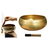 Hand Hammered Singing Bowl Set Buddhism Tibetan Yoga Meditation Bowl Religion Belief Prayer for Calming & Mindfulness Perfect Gift Home Decor