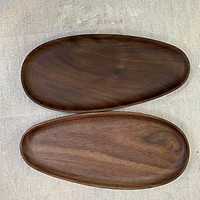 Đĩa lệch gỗ óc chó - đựng đồ ăn, trang trí bàn ăn, quán cafe - kích thước 12x26cm (đầu hẹp 8cm)