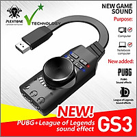 Sound card âm thanh USB 7.1 CH cho máy tính PC chuyên game 4 in 1 Plextone GS3 - Hàng Chính hãng