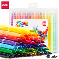 Deli 36/48pcs Drawing Pen Soft Bristles Washable Marker With Storage Box Smooth Writing Painting Pen Sketching Pens Children Student DIY Graffiti Pens Artist Painter Sketching Marker Stationery Supplies