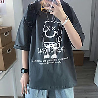 2 Color【M-3XL】 Summer New Style Fashion Personality Short Sleeve T-shirt Men Printed Cartoons Graphic Breathable Unisex Half Sleeve T-shirt Oversize Student Couple Short T-shirt