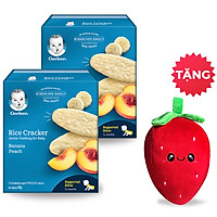 Combo 2 Rice Cracker Chuối Đào TẶNG Gối Ôm Trái Dâu Xinh Xắn