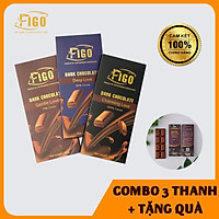 COMBO 3 Thanh Socola đen nguyên chất 100%; 85%; 70% FIGO 100gr | Dark Chocolate 100%; 85%; 70% 