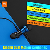 Xiaomi Dual Motion Earphones In-Ear 1.25m Wired Headset 3.5mm Plug/HD Voice/Bass Enhancement/Three-button Control