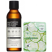 Nước Hoa Hồng Some By Mi Làm Sáng Da Vitamin C Galactomyces Pure Vitamin C Glow Toner 200ml + Tặng kèm 1 mặt nạ dưỡng da Dưa leo 3W Clinic