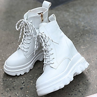 Giày Boots Đế Xuồng 9CM Kéo Khóa PU dây tròn PB425-1115