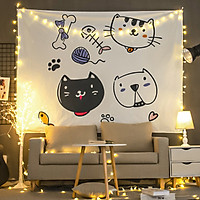 Tranh vải treo tường B&W TV24 - CATS Marytexco décor nhà cửa, phòng ngủ, phòng trọ sinh viên KT 150*130cm TẶNG kèm 4 đinh + 4 kẹp + ĐÈN LED USB 6M