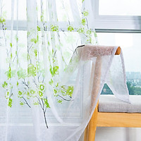 Peach Blossom Print Window Curtain for Living Room Bedroom Translucent Curtain