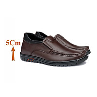 Giày Độn Nam T&TRA Tăng Cao 5Cm- S1071 Nâu Tối- Chất Liệu Da Bò Cao Cấp, Đế Cao Su Đúc , Phần Tăng Cao Ẩn Bên Trong