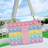 Ốp Máy Tính Bảng Silicon Màu Cầu Vồng Có Dây Đeo Vai Cho Samsung Tab A7 2020 10.4 Inch T500 T505 T507 Pop Fidget