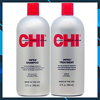 Cặp dầu gội xả CHI Infra shampoo & treatment siêu mượt cho tóc khô hư tổn (xám) Mỹ 946ml