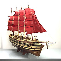Mô Hình Thuyền Gỗ Chiến Cổ Jylland (Thân 60cm - Buồm Đỏ)