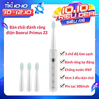 Bàn Chải Điện BOORUI Primus Z2 (TB-018) 3 Chế Độ , Bàn Chải Đánh Răng Tặng Kèm 3 Đầu Bản Chải - Hàng Chính Hãng , Chống Nước IPX7 , Sạc nhanh USB