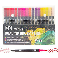 72 Colors Dual Tip Brush Pens Art Markers Set Brush and Fine Tips Colored Pens for Children Adults Artists Drawing