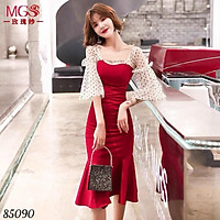 ĐẦM UMI ĐUÔI CÁ PHỐI LƯỚI,THIẾT KẾ HỌA TIẾT TRƠN NHƯNG KHÔNG KÉM PHẦN SANG TRỌNG 1HIT1 FASHION
