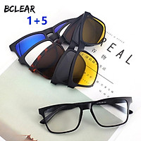 Unisex Thời Trang TR90 Gọng Kính Với 5 Mặt Trời Ống Kính Kẹp Trên Mát Phân Cực Kiểu Tầm Nhìn Ban Đêm Từ Cảnh Tượng Gọng Kính