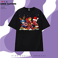 Áo Thun Đen Trắng Nam Nữ Unisex Captain America Ironman And Spider Man Giáng Sinh Marvel Avengers Endgame 100% Cotton