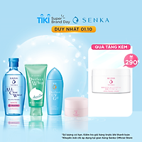 Bộ sản phẩm Senka làm sạch, dưỡng ẩm và chống nắng dành cho da mụn (Tẩy trang White 230ml + Sữa Rửa Mặt Acne 100g + Gel chống nắng Senka UV Gel 80ml + Kem dưỡng trắng da ban đêm Senka Glow Gel Cream 50g)